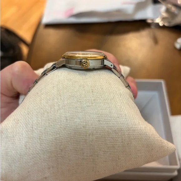 Seiko Presage 30mm Gold and Silver Two-Tone Watch with Date Window